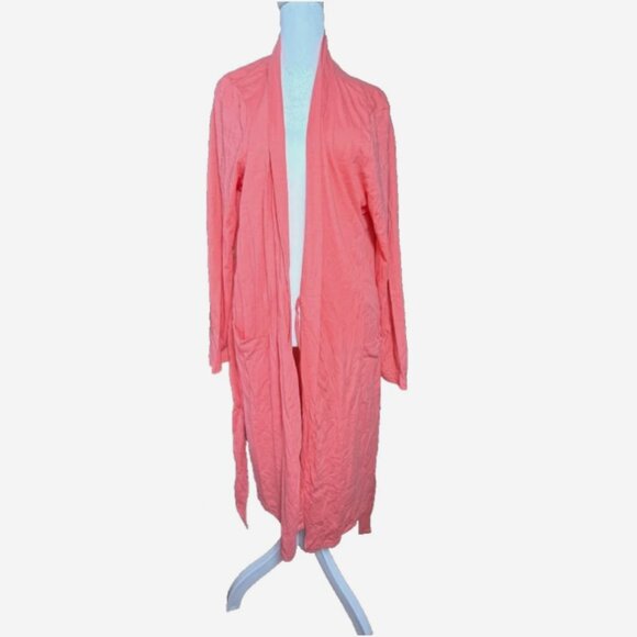 Gilligan & O’Malley Pink Jersey Long Sleeve Tie Waist Robe Women’s XXL NWT Soft - Picture 4 of 9
